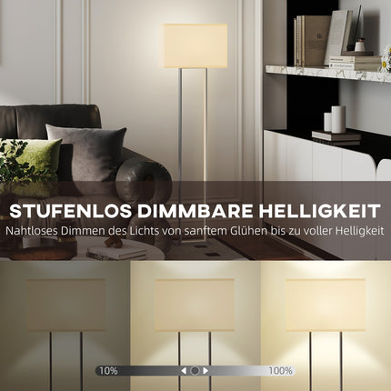 Moderní stojací lampa, nastavitelný jas, lněné stínidlo