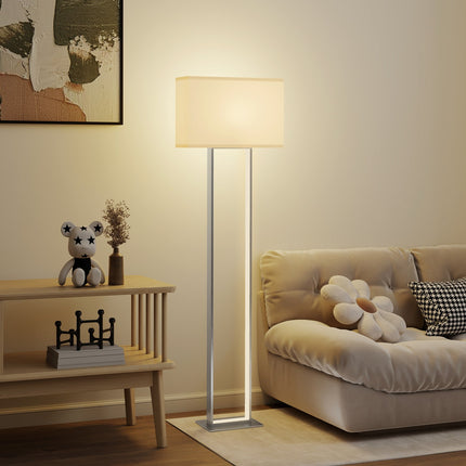 Moderní stojací lampa, nastavitelný jas, lněné stínidlo
