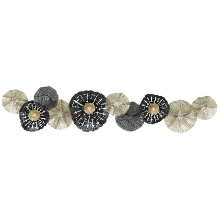 Modern Metal Wall Art – Black & Gold, 134 x 7 x 29 cm