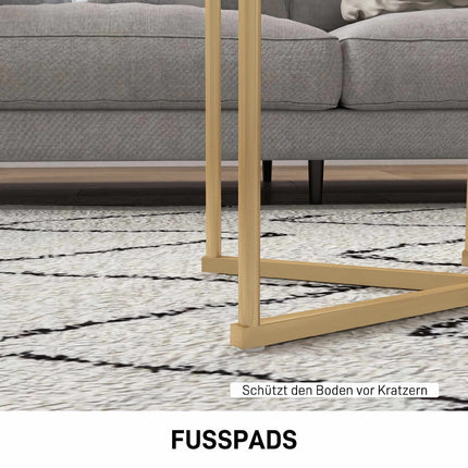 Modern Nesting Coffee Table Set with Gold Steel Legs