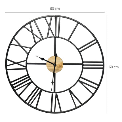 Tiché vintage kovové nástěnné hodiny 60cm, římské číslice
