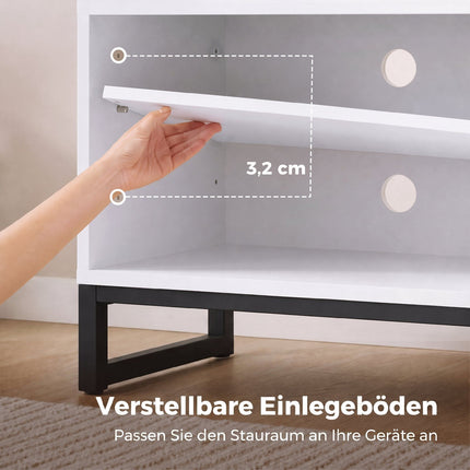 Modern White TV Stand for 55-Inch TVs, Adjustable Shelves