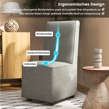 Moderní designové křeslo bez područek s brzdicími kolečky a snímatelným potahem, pohodlné křeslo na čtení 47 x 60.5 x 98 cm