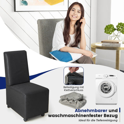 Moderní designové křeslo bez područek s brzdicími kolečky a snímatelným potahem, pohodlné křeslo na čtení 47 x 60.5 x 98 cm