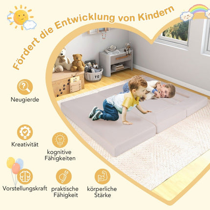 Modulární dětská pěnová pohovka, sada 9 ks, béžový semiš