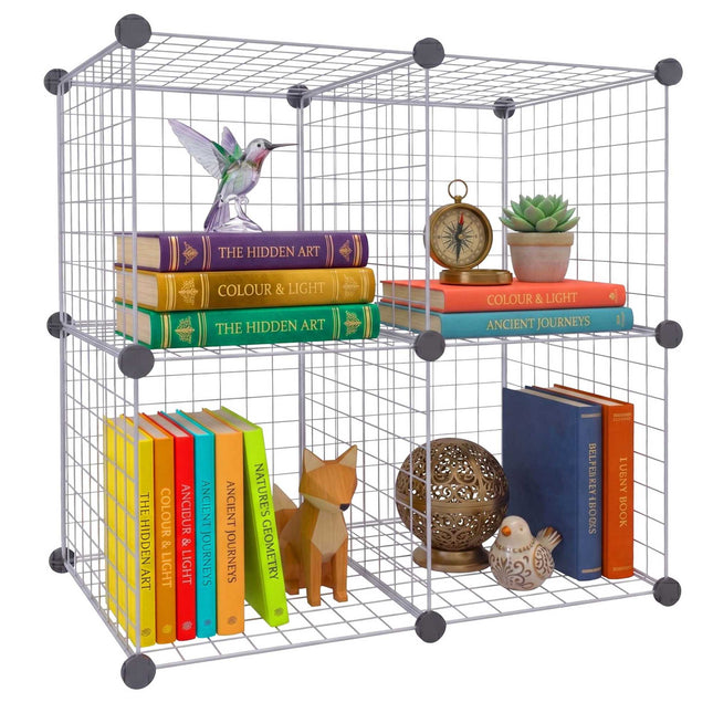 Modular Wire Cube Shelving Set – Metal, Click-Fit