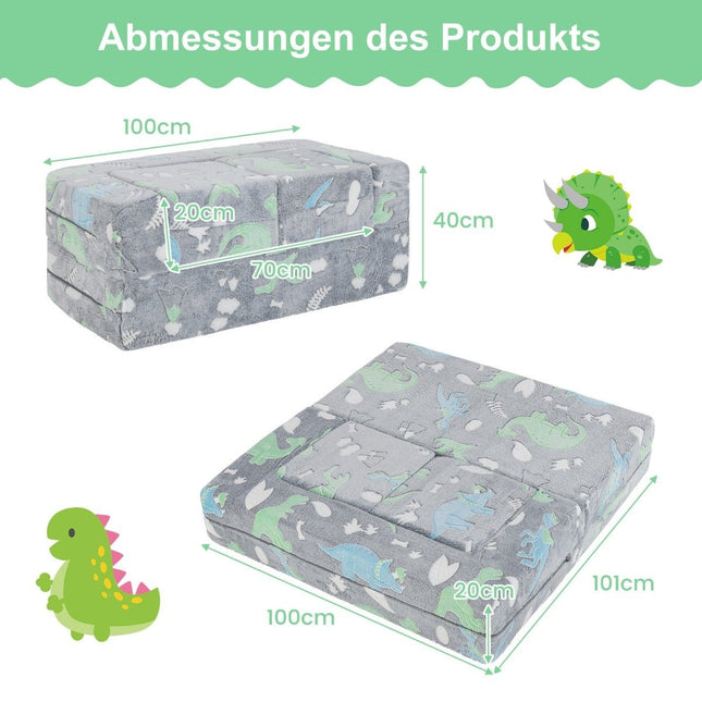 Modulární dětská pohovka, svítící ve tmě hrací pohovka, modulární pohovka, dinosaurus