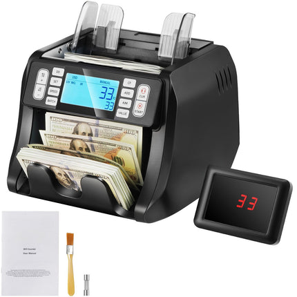 Money Counter Machine, UV MG IR DD, USD EUR, Dual Display