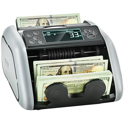 Money Counter Machine, UV MG IR Detection, Dual Display, USD EUR