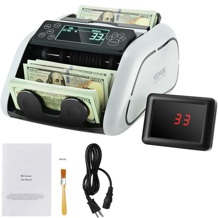 Money Counter Machine, UV MG IR Detection, Dual Display, USD EUR