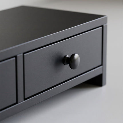 Monitor Riser with 2 Drawers, Black MDF, 47 cm
