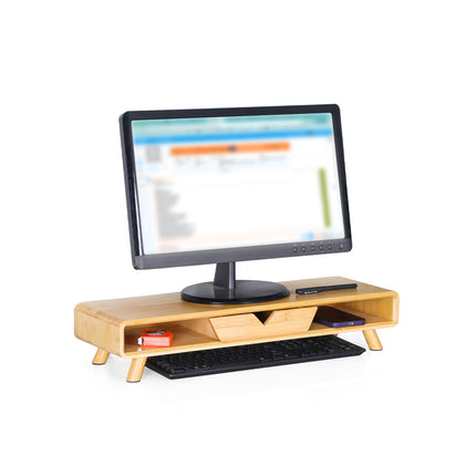 Podstavec pod monitor se zásuvkou – bambus, ergonomický design