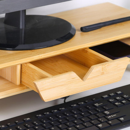 Podstavec pod monitor se zásuvkou – bambus, ergonomický design