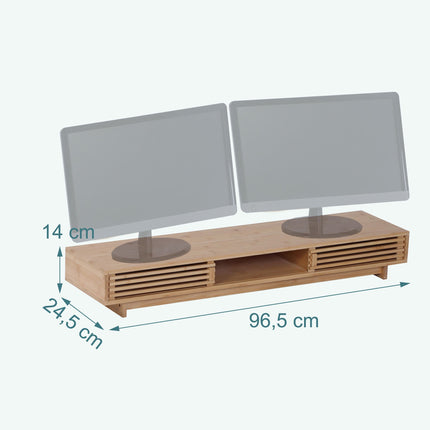 Podstavec pod monitor se 3 přihrádkami, bambusová úprava