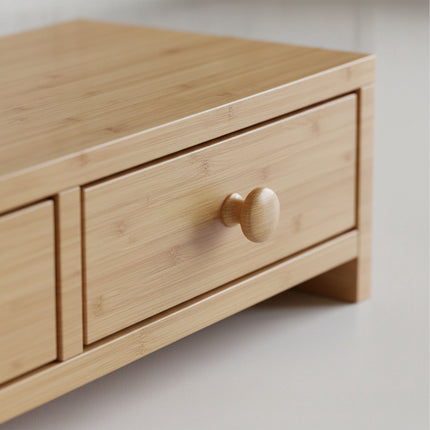 Monitor Stand with 3 Drawers, Wood Look, MDF