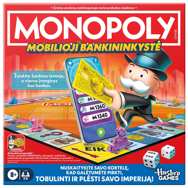 Desková hra Monopoly s bankovnictvím přes aplikaci – litevská edice