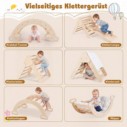 Montessori 3-in-1 Wooden Climbing Set for Toddlers