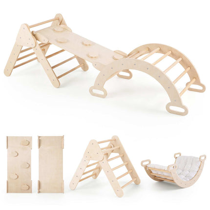 Montessori 3-in-1 Wooden Climbing Set for Toddlers