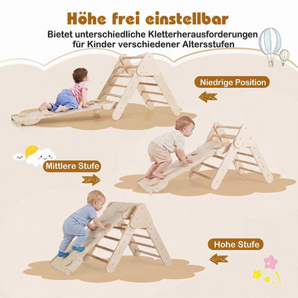 Montessori 3-in-1 Wooden Climbing Set for Toddlers