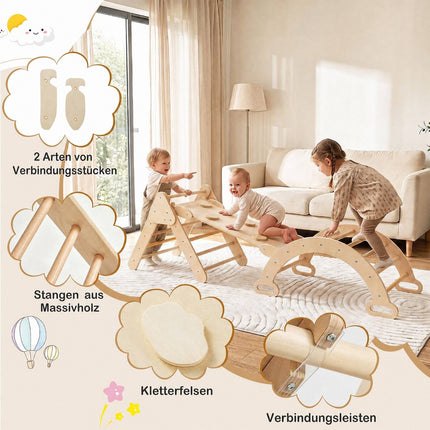 Montessori 3-in-1 Wooden Climbing Set for Toddlers
