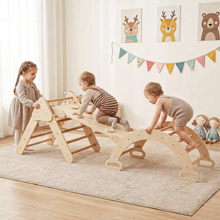 Montessori 3-in-1 Wooden Climbing Set for Toddlers
