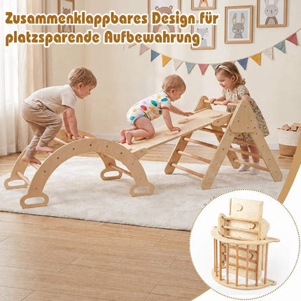 Montessori 3-in-1 Wooden Climbing Set for Toddlers