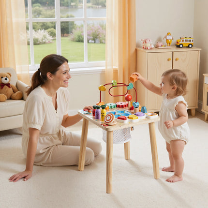 Montessori Activity Table, 8-in-1 Wooden, 6-36 Months