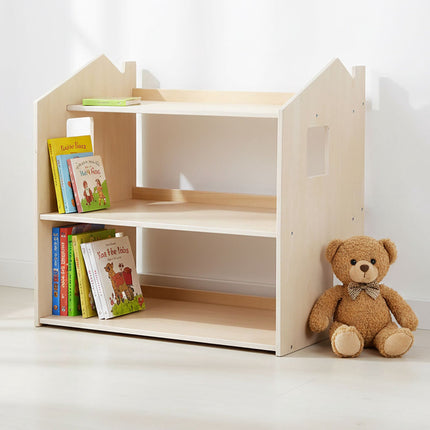 Montessori dětská knihovna, police ve tvaru domečku