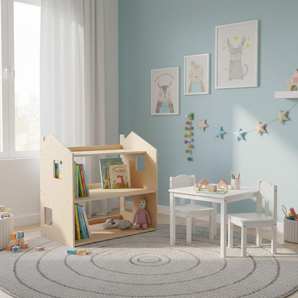 Montessori Children's Bookcase, House-Shaped Shelf, MDF