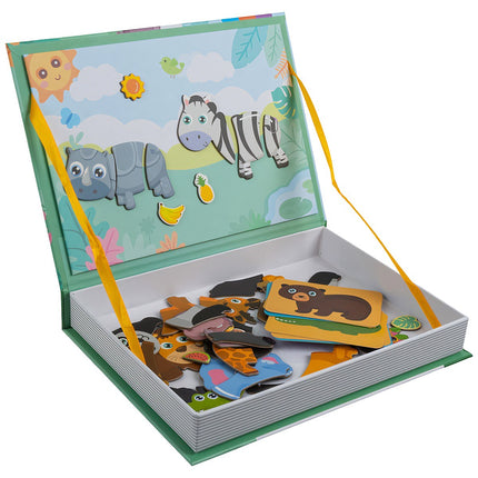 Montessori magnetické puzzle – africká zvířata, 47 dílků