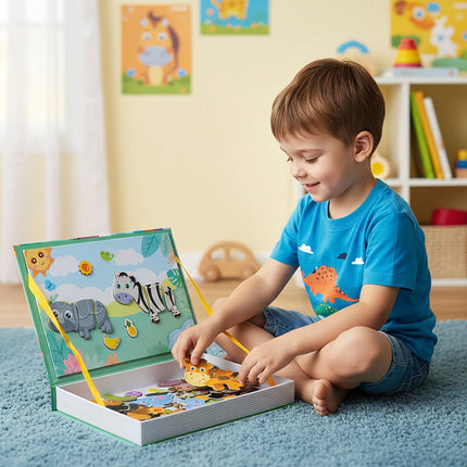 Montessori magnetické puzzle – africká zvířata, 47 dílků