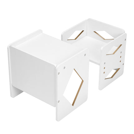 Montessori Weaning Table and Chair Set, Adjustable White