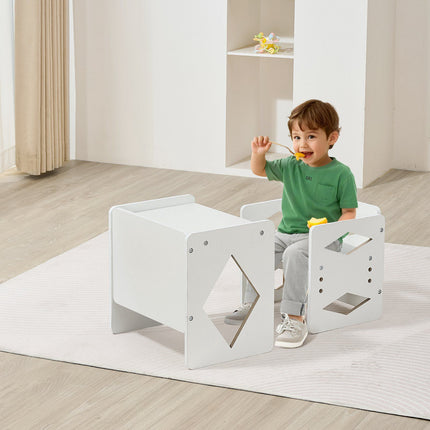 Montessori Weaning Table and Chair Set, Adjustable White