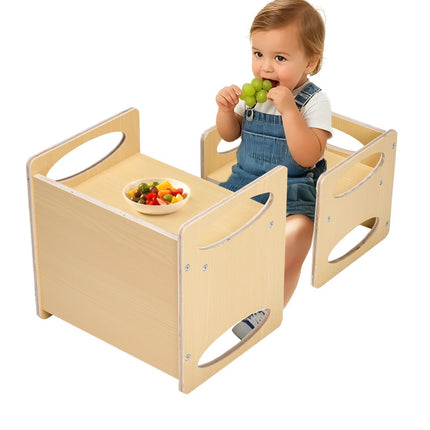 Montessori Weaning Table and Chair Set, Adjustable Wood