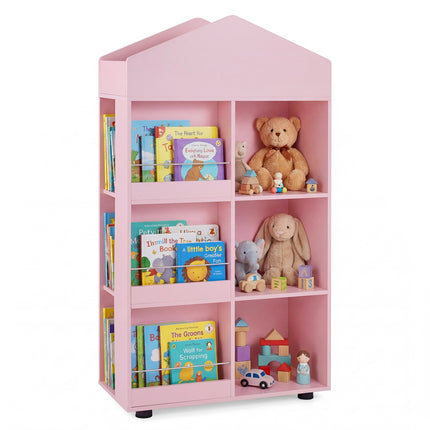 Montessori Wooden Bookshelf & Toy Storage, Pink, 116cm