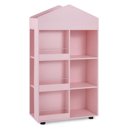 Montessori Wooden Bookshelf & Toy Storage, Pink, 116cm