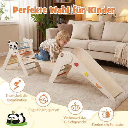 Montessori dřevěná lezecká sada s designem pandy