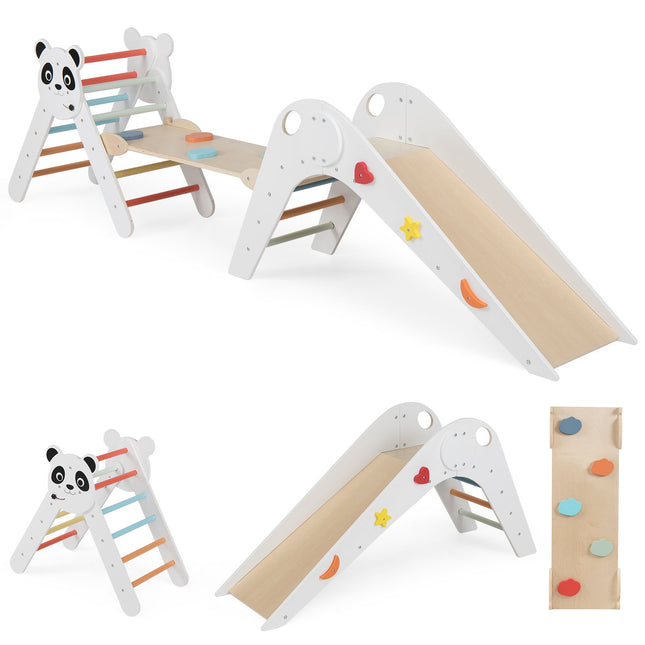Montessori dřevěná lezecká sada s designem pandy