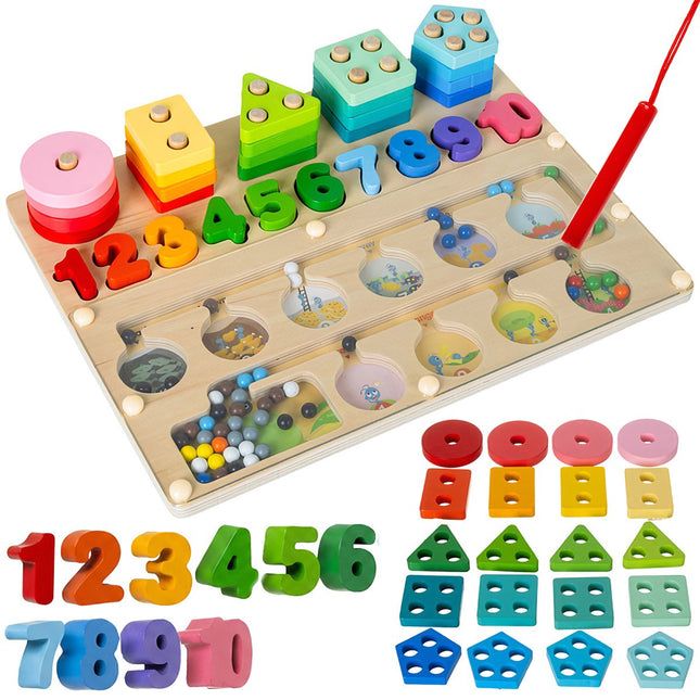 Montessori dřevěný naučný třídič – hračka 3v1, 30×22.5 cm