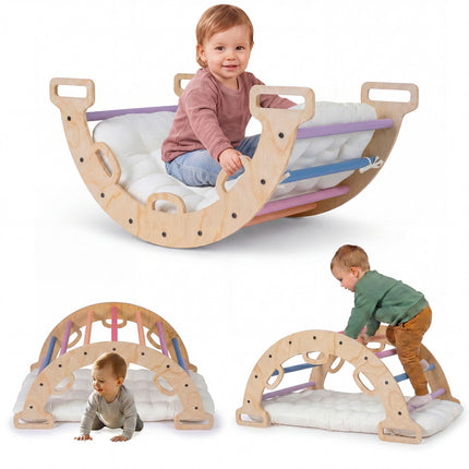Montessori Wooden Rocking Climbing Arch with Cushion