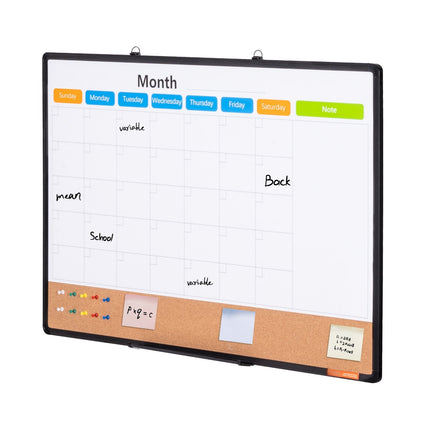 Monthly Calendar Whiteboard 36 x 24, Magnetic Cork Combo