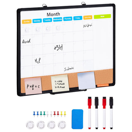 Monthly Calendar Whiteboard and Cork Board, 24x18 in