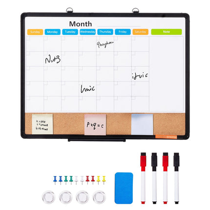 Monthly Calendar Whiteboard and Cork Board, 24x18 in