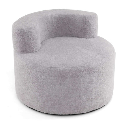 Moon-Shaped Bean Bag Chair with Soft Teddy Fleece, Gray