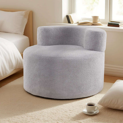 Moon-Shaped Bean Bag Chair with Soft Teddy Fleece, Gray