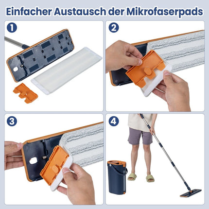 Wischmopp-System mit Schleuderfunktion, 2,4 l, Marineblau