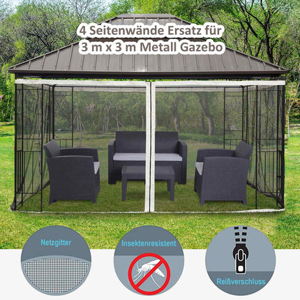Moskytiéra pro altán 3x4, 4 panely, zip, černý nylon