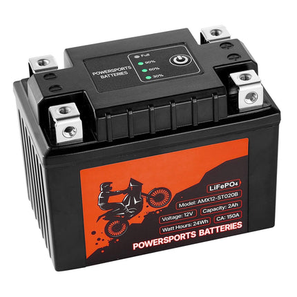 Motorcycle Battery 12V 2Ah LiFePO4, Pre-Charged