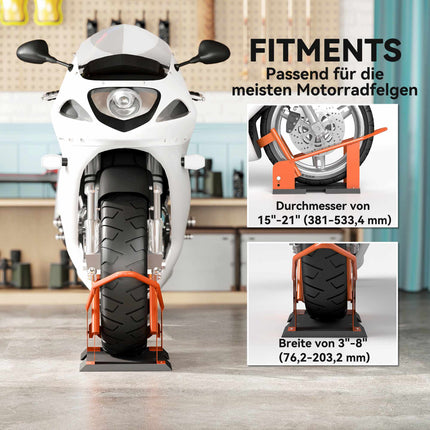 Zakládací klín na kolo motocyklu, nastavitelný, ocel, nosnost 816.5 kg