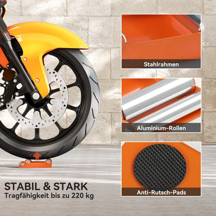 Stojan na čištění kol motocyklu, pro pneumatiky <180 mm, nosnost 220 kg